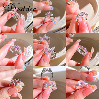 Nhẫn Hở Mạ Bạc Đính Đá Zircon Hình Nơ Hồng Ngọt Ngào Cho Nữ