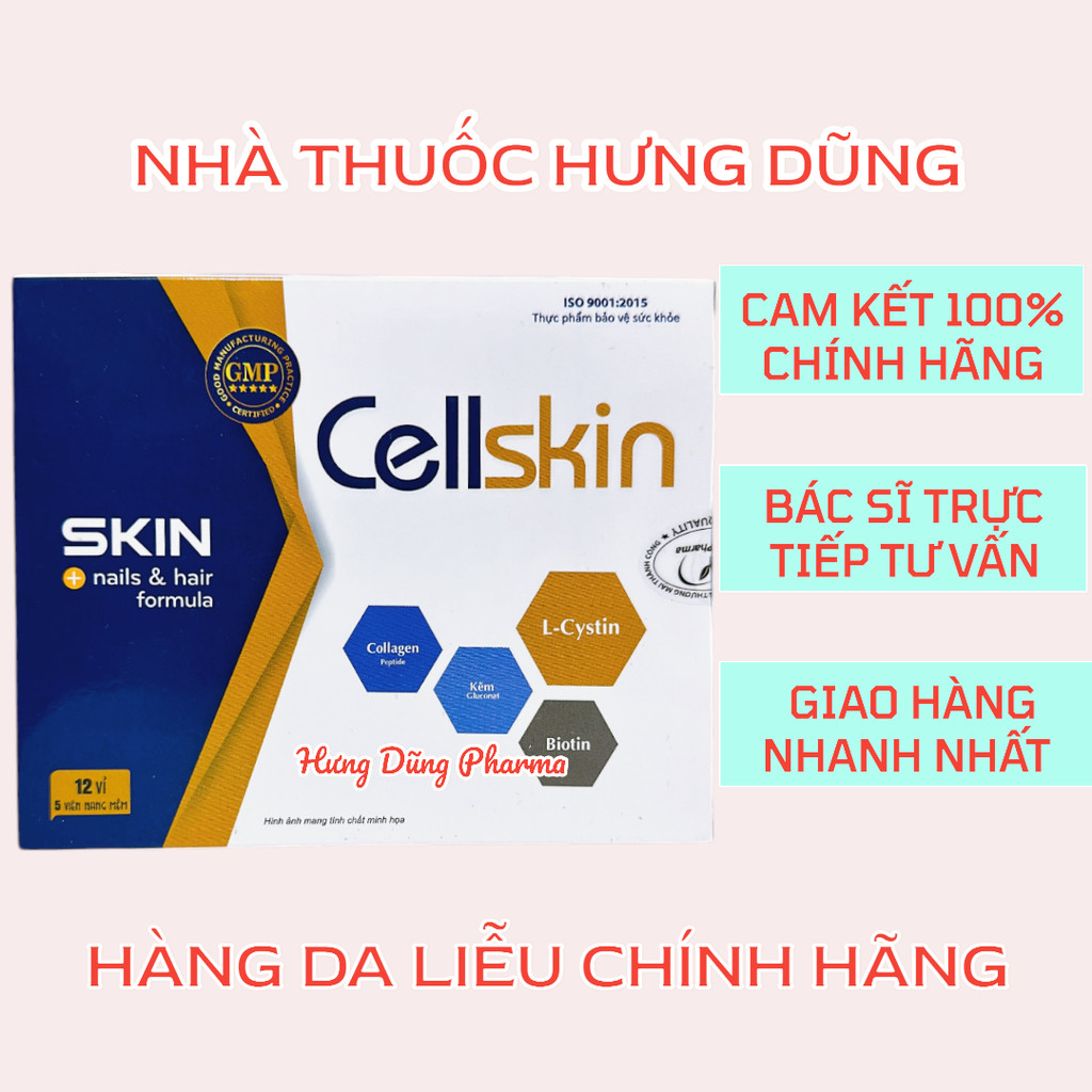 CELLSKIN Viên uống chống lão hóa, giảm nếp nhăn, trắng mịn da Cellskin - hộp 60 viên