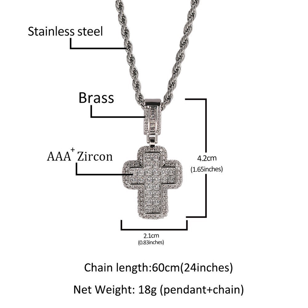 Vòng cổ Mặt Thánh Giá Đính Đá Zircon Chất Liệu Thép Không Gỉ ohp155