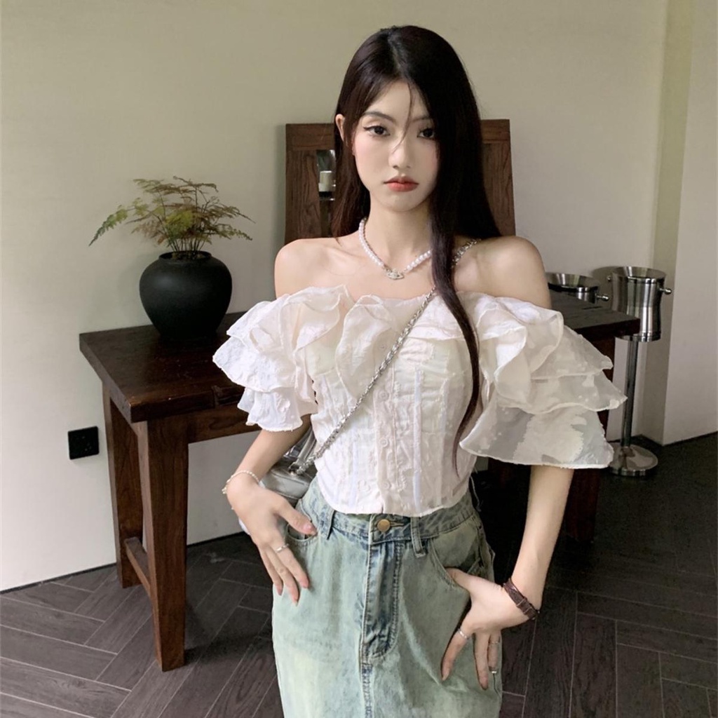 Áo kiểu bèo tầng tay ngắn DaaLaa Store, phong cách tiểu thư xinh xắn A5802