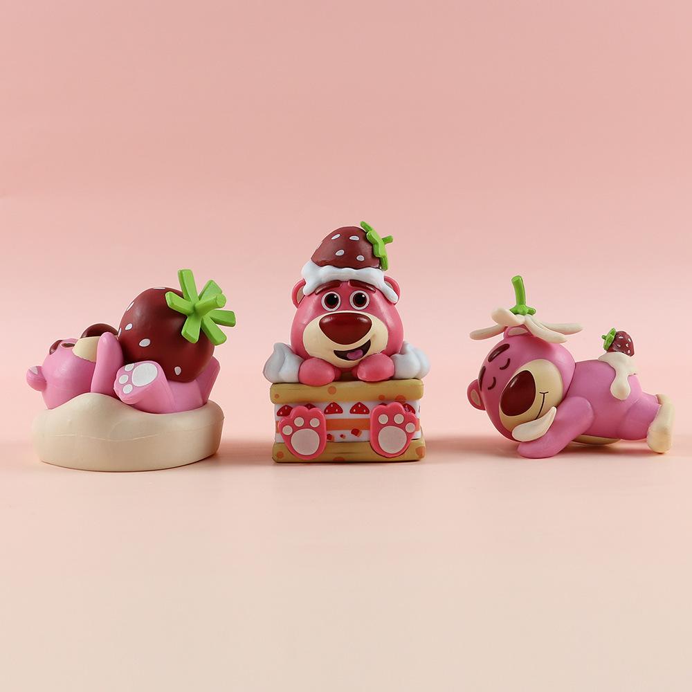 Mô hình Gấu Dâu- Combo 6 kiểu dáng Gấu Dâu cực cute, dễ thương- Nobox