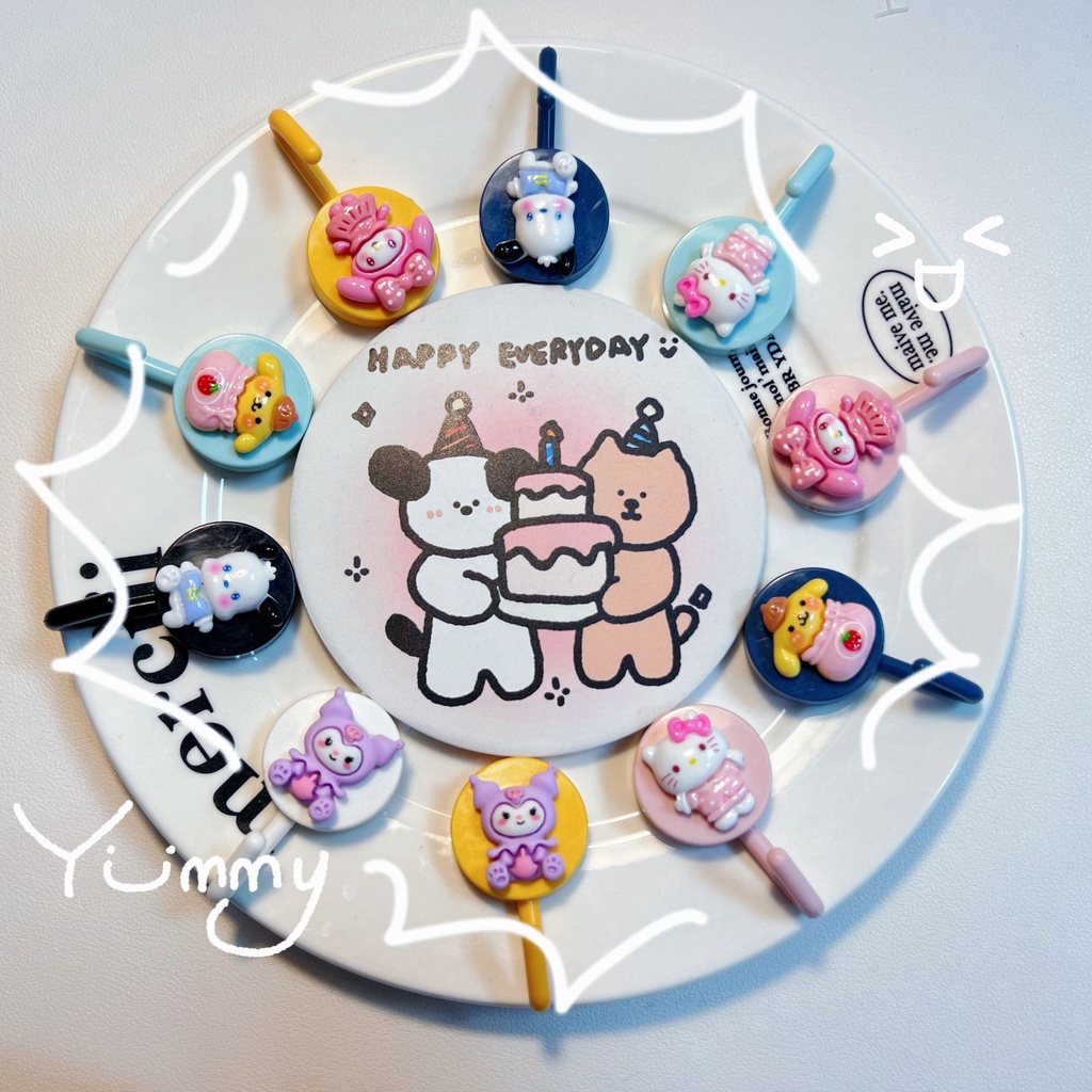 SANRIO Móc Nhựa resin Treo Đồ Dán Tường Đa Năng Họa Tiết Hoạt Hình Sáng Tạo
