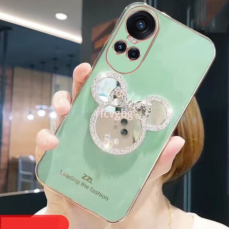 Ốp Điện Thoại Silicon Dẻo Gắn Gương Hình minnie Sang Trọng Cho oppo reno 10 5g oppo reno reno 10 pro 5g oppo reno 10 pro +