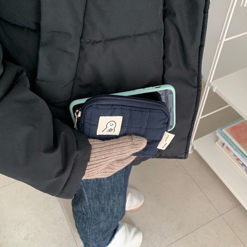 Ví Đựng Tiền Xu Màu Trơn Họa Tiết Caro Dễ Thương