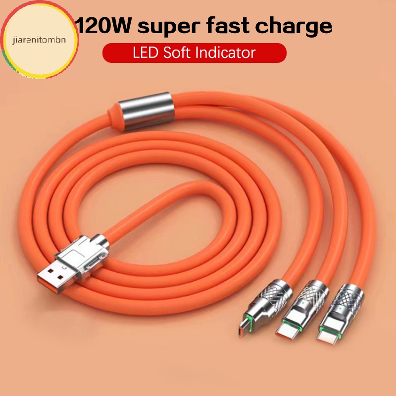 Dây Cáp Sạc Nhanh usb Loại c 120w 3 Trong 1 Có Đèn Cho huawei samsung xiaomi vn