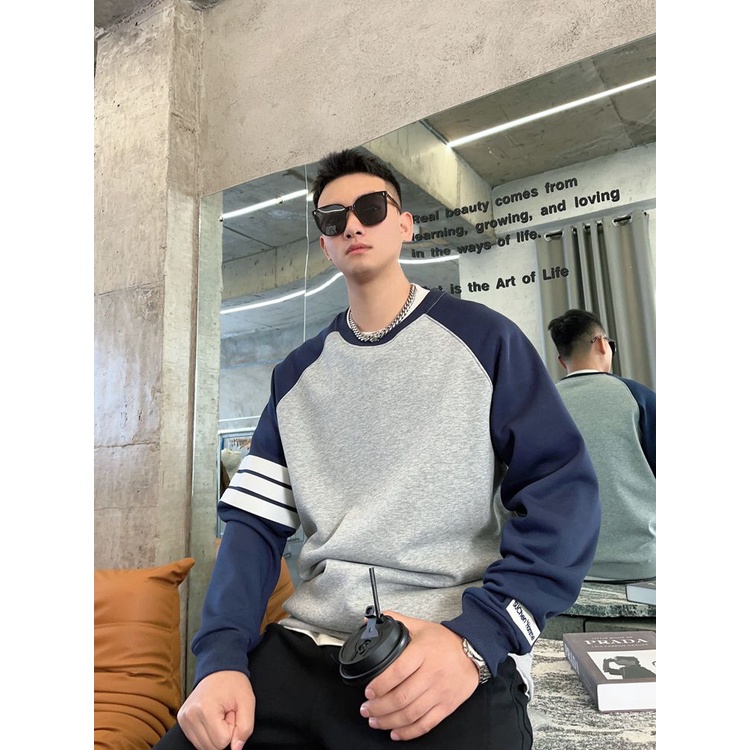 Màu Sắc Áo Thun Dáng Rộng Cổ Tròn Phối Màu Tương Phản Thời Trang Mùa Xuân Dành Cho Nam