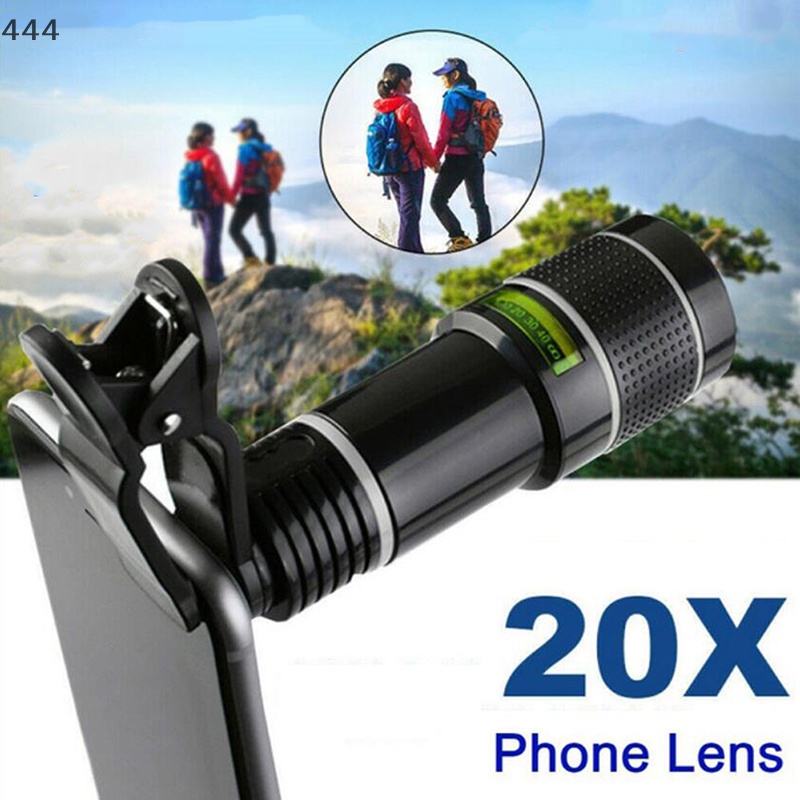 Ống Kính Phóng To 20x zoom hd 444} Có Kẹp Gắn Điện Thoại Thông Minh / camera