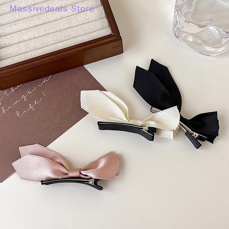 Set 2 Kẹp Tóc Nơ Ruy Băng Phong Cách vintage Ngọt Ngào Cho Nữ Mới