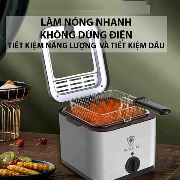 Nồi Chiên Ngập Dầu Gia Đình ⚡ CHÍNH HÃNG ⚡ Bếp Chiên KAISA VILLA 2.5L Làm Chín Thức Ăn Nhanh Chóng - Bảo Hành 12 Tháng