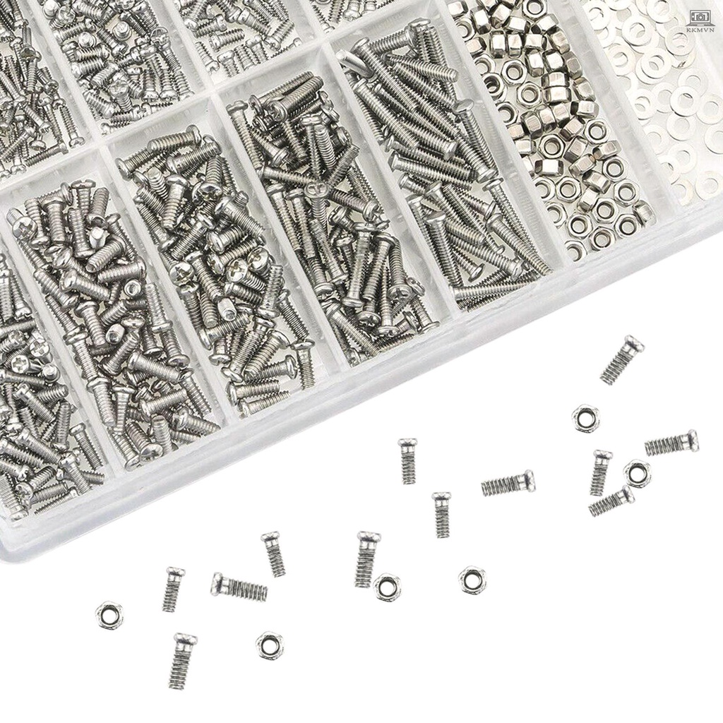 Eyeglasses Repairing Kit Set Assorted Storage Box Design 1000PCS Screws and Pads with Micro Screwdriver for Watch Clock Spectacle Eyewear Repairing Portable