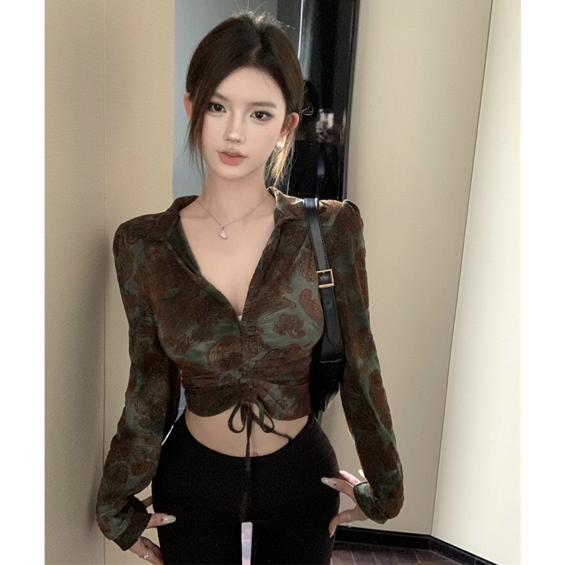 Áo Thun Tay Dài Cổ Chữ v Dáng Ôm Quyến Rũ Trẻ Trung Cho Bạn Gái