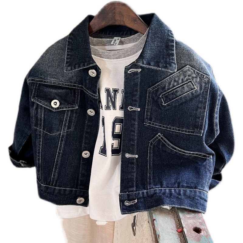 Áo Khoác denim Màu Sắc gradient Phong Cách Hàn Quốc Cho Bé Trai