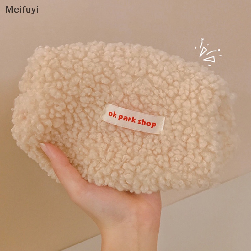 Túi Đựng Bút / Đồ Trang Điểm Bằng Vải Lông Có Khóa Kéo