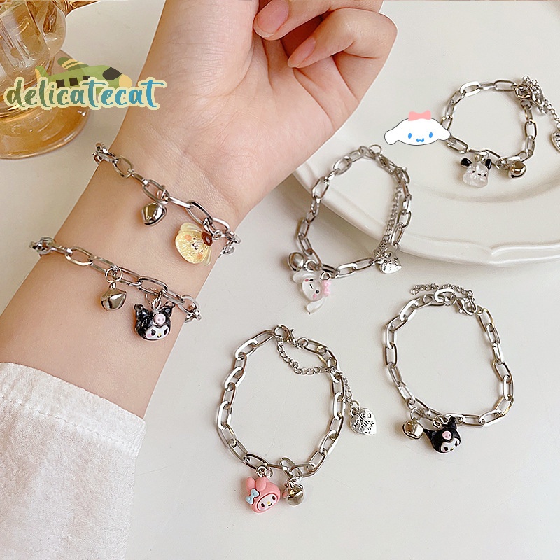 Vòng Tay Hoạt Hình Có Chuông sanrio kawaii cinnamoroll Có Thể Điều Chỉnh Làm Quà Tặng Kỳ Nghỉ Mật Ong Cho Cặp Đôi boudoir