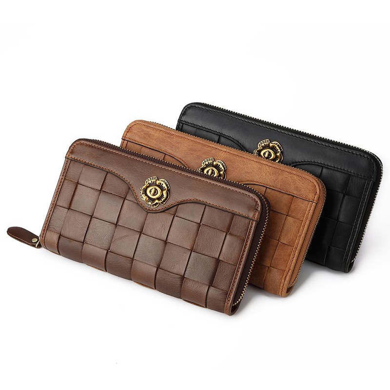 Ví Da Cầm Tay Dáng Dài Có Khóa Kéo Thời Trang Cho Nữ