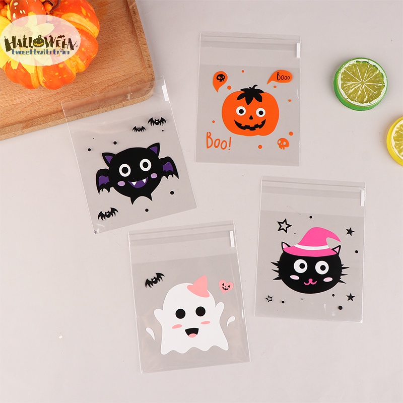 Tri Set 100 Túi Nhựa Đựng Kẹo / Bánh Quy Trang Trí halloween