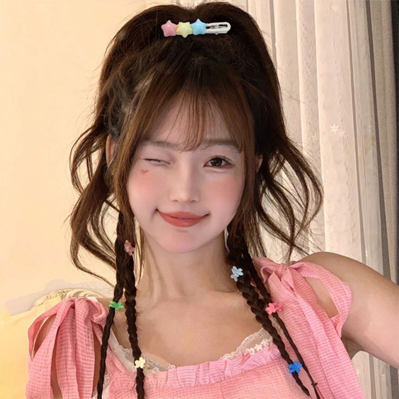 Set 7 Kẹp Tóc Kim Loại Hình Ngôi Sao / Trái Tim Đính Đá Thời Trang Cho Nữ y2k