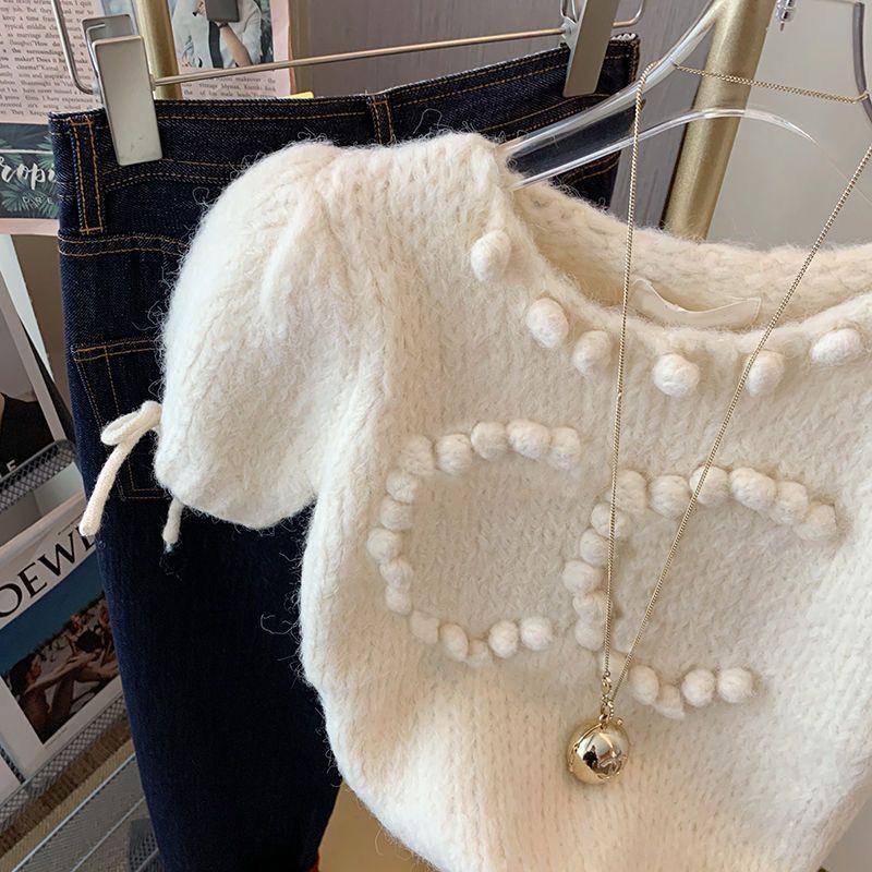 Áo Len Sáp Mềm Ngắn Tay Phồng Thời Trang Mùa Xuân 2023 Cho Nữ