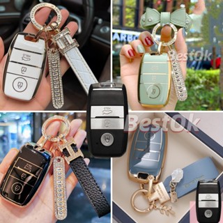 ốp chìa khoá Kia - k3 , Kia morning - Soluto - Seltos - Sonet - Móc da đính đá Bao Da Chìa Khóa Ô tô Kia Seltos,Soluto,K3, Cerato 14-18, Sorento, Morning 2021