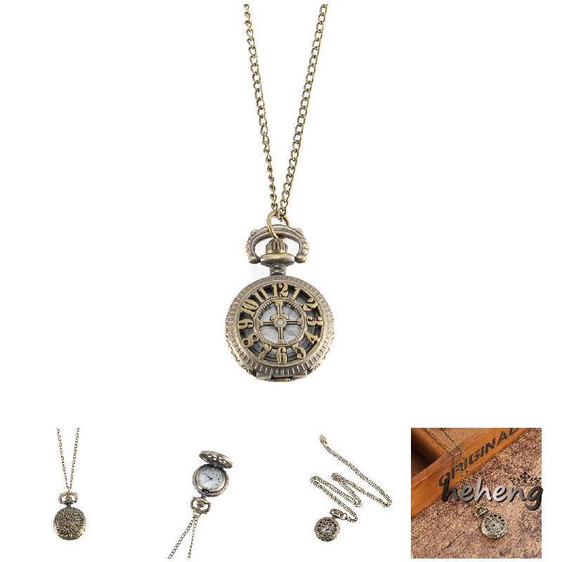 Đồng Hồ Bỏ Túi Dây Xích Mặt Số Rỗng Màu Đồng Phong Cách vintage Cho Nữ