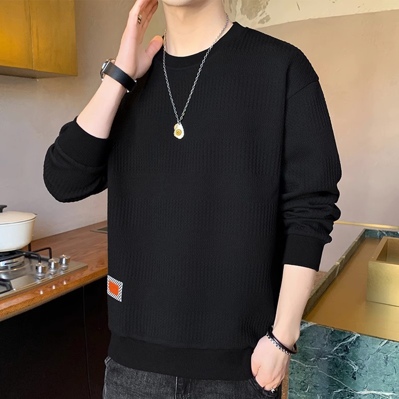 Áo Sweater Tay Dài Cổ Tròn Dáng Rộng Phong Cách Đường Phố Đơn Giản Thời Trang Xuân Thu Cho Nam