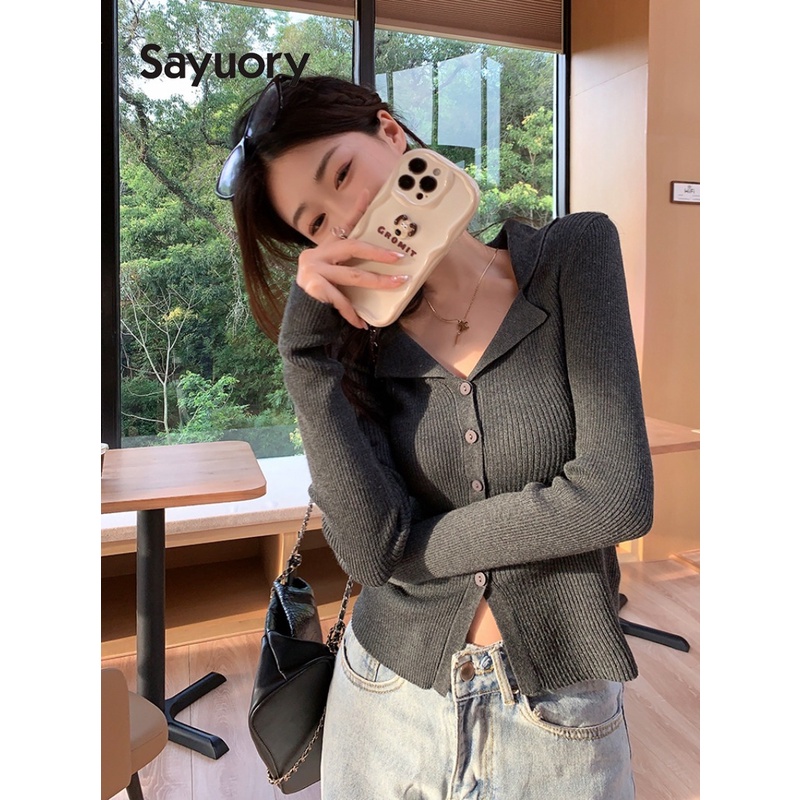 Áo sweater Dệt Kim Tay Dài Kiểu vintage Thời Trang 2023 Cho Nữ