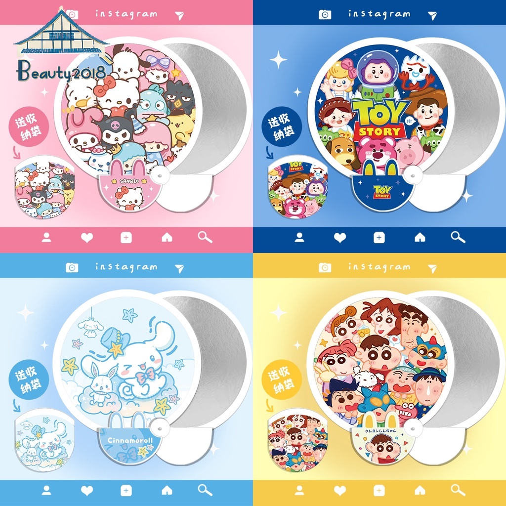 SANRIO Quạt Gấp mini Họa Tiết Hoạt Hình Phản Quang Dùng Làm Đạo Cụ Chụp Ảnh