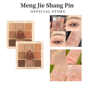 Bảng phấn mắt Dikalu 9 màu tông vàng nâu cam ánh kim