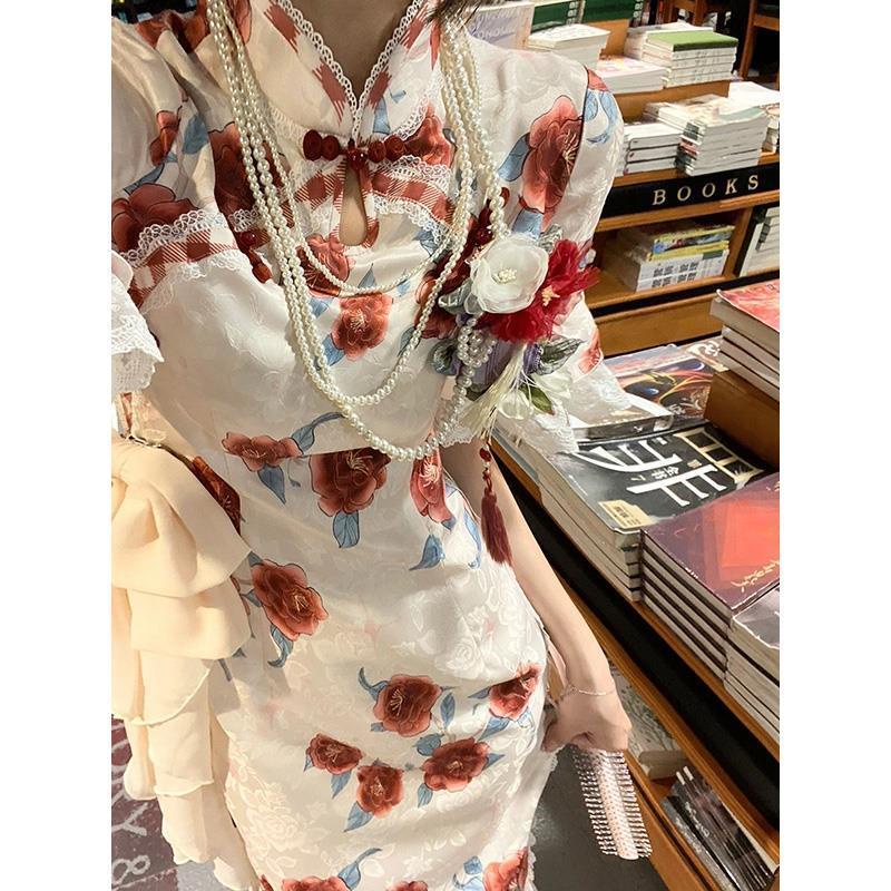 Đầm Sườn Xám Dáng Ôm Phong Cách Trung Hoa Thời Trang Mùa Hè Mới 2023