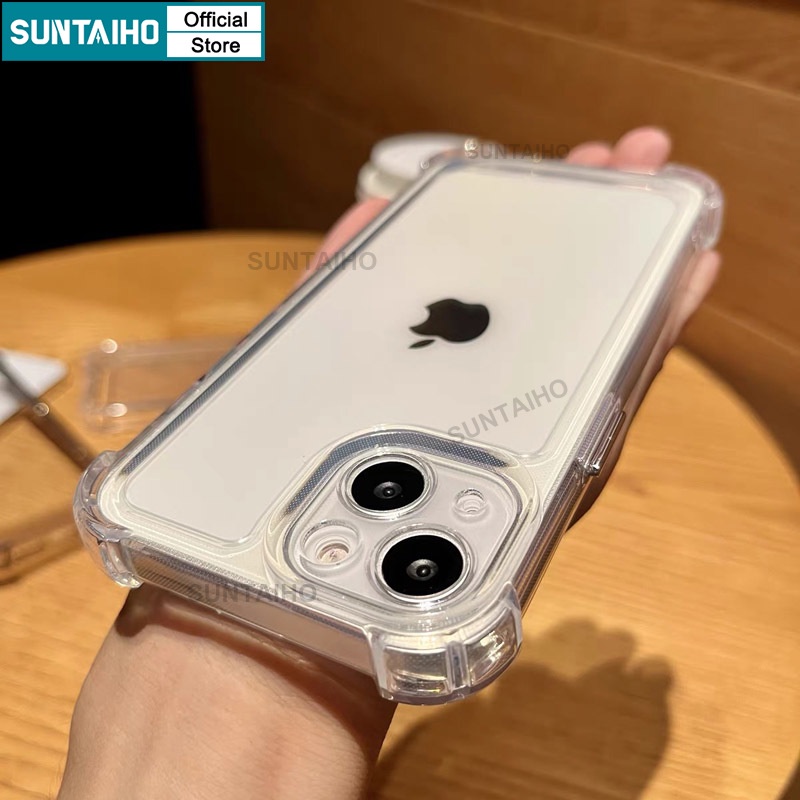 Suntaiho đơn giản Ốp Lưng iPhone trơn đen chống bẩn Ốp Điện Thoại pc acrylic Trong Suốt Có Túi Khí Chống Sốc Cho iphone 15 pro max 14 13 12 iPhon 11 pro max xs max xr xs ip 7 8 plus