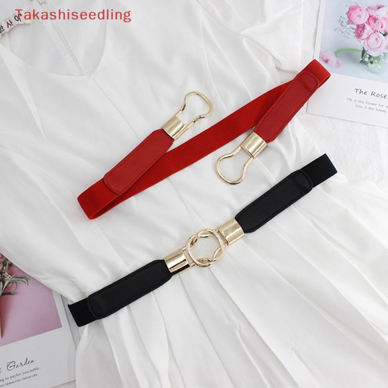 Thắt Lưng Mỏng Co Giãn Phối Khóa Kim Loại Thời Trang Cho Nữ