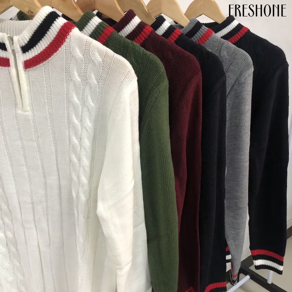 Áo sweater Cổ Lọ Tay Dài Có Dây Kéo Phối Màu Sắc Thời Trang Xuân Thu Cho Nam