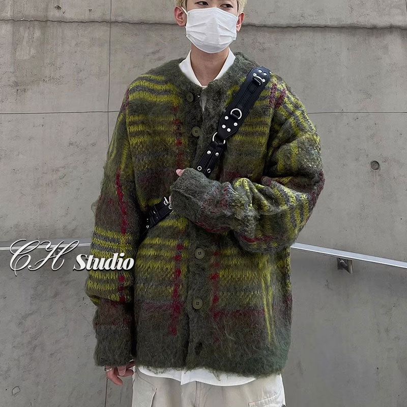 Áo Khoác cardigan Dệt Kim Dáng Rộng Màu Sắc Tương Phản Thời Trang Thu