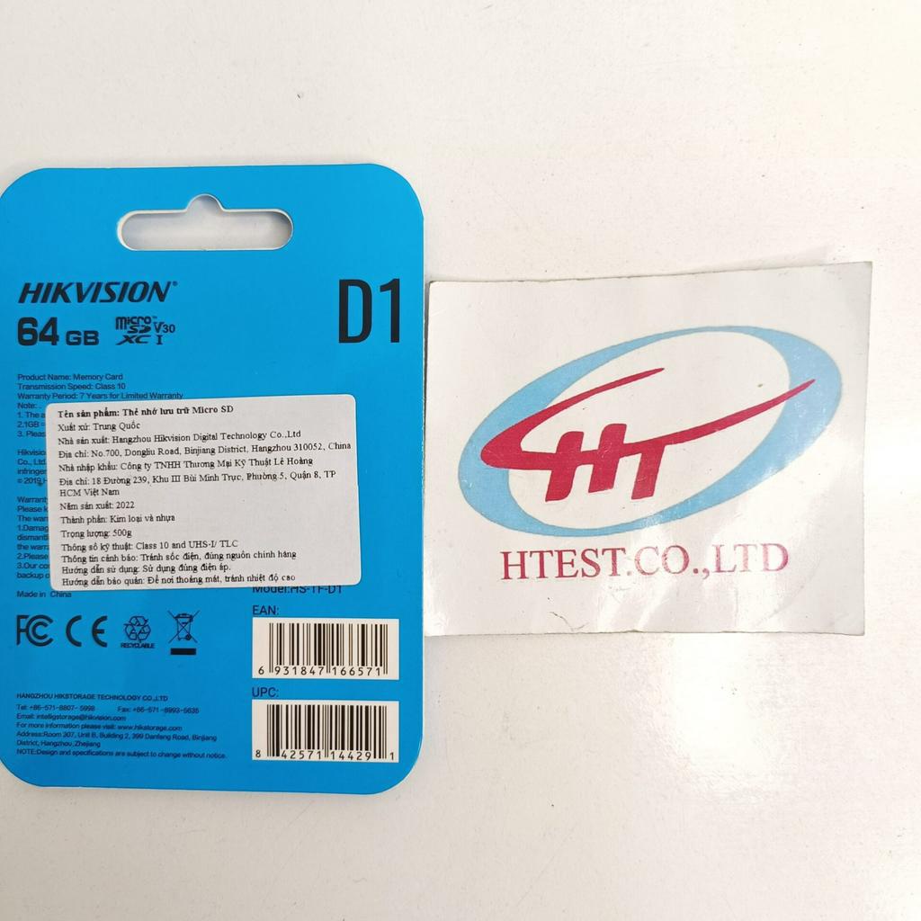Thẻ Nhớ MicroSD D1 64GB Hikvision Bảo Hành 5 NĂM - Hàng chính hãng