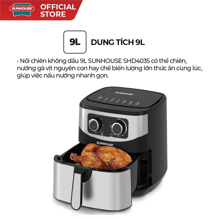 Nồi chiên không dầu 9L SUNHOUSE SHD4035 BH 12 tháng