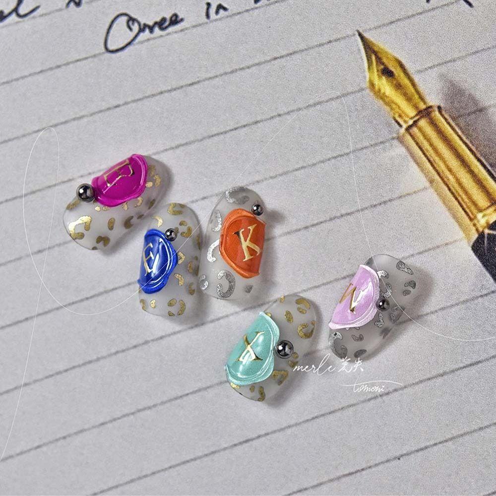 Miếng Dán Trang Trí Móng Tay In Chữ Tiếng Anh Màu Bạc / Đồng