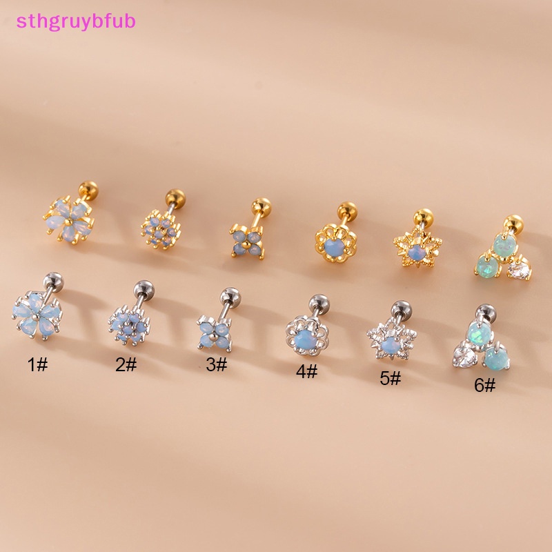 Sthb 1 Khuyên Tai Thanh Đá opal mini Bằng Thép Không Gỉ Thời Trang Cho Nữ vn