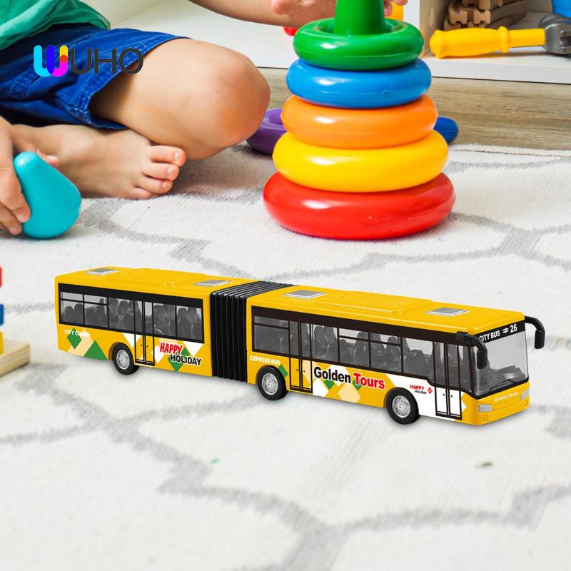 Mô Hình Xe Buýt Kéo Lưng Dài Bằng Hợp Kim Trang Trí Lễ Hội