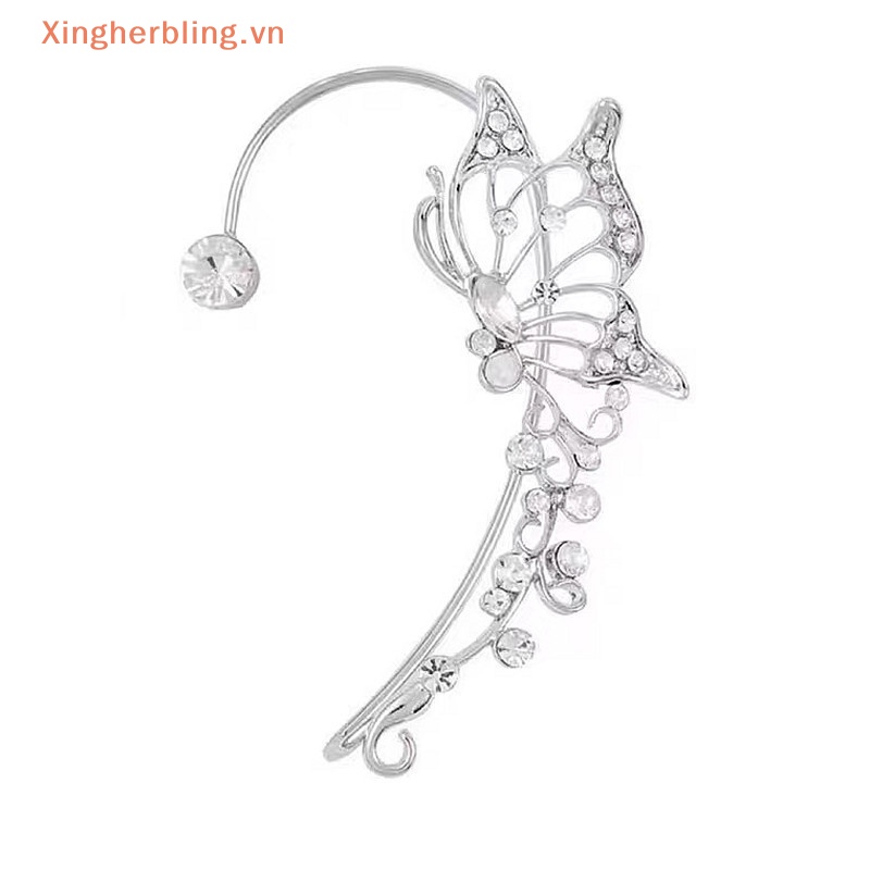 Xbvn Bông Tai Kẹp Vành Tai Không Cần Xỏ Lỗ Hình Bướm Đính Pha Lê Lấp Lánh Thanh Lịch Thời Trang Dành Cho Nữ
