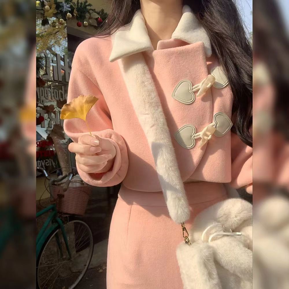 Áo Khoác Len Dày Dặn Eo Cao Phong Cách Phương Tây Thời Trang Thu Đông Cho Nữ