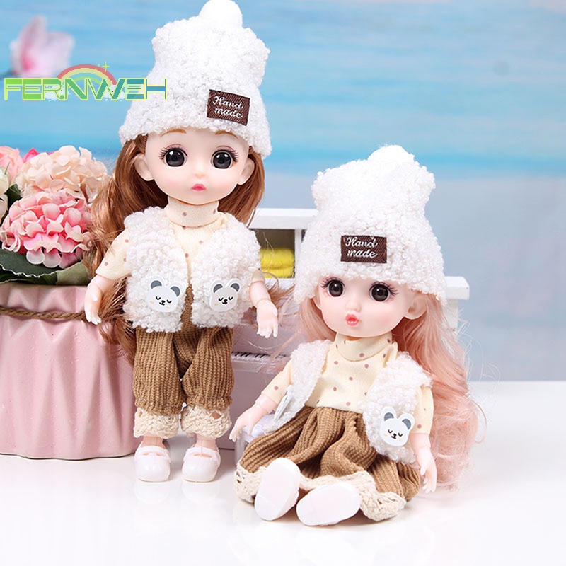 Búp Bê mini 16cm Có Khớp Chuyển Động Kèm Quần Áo Cho Bé Gái
