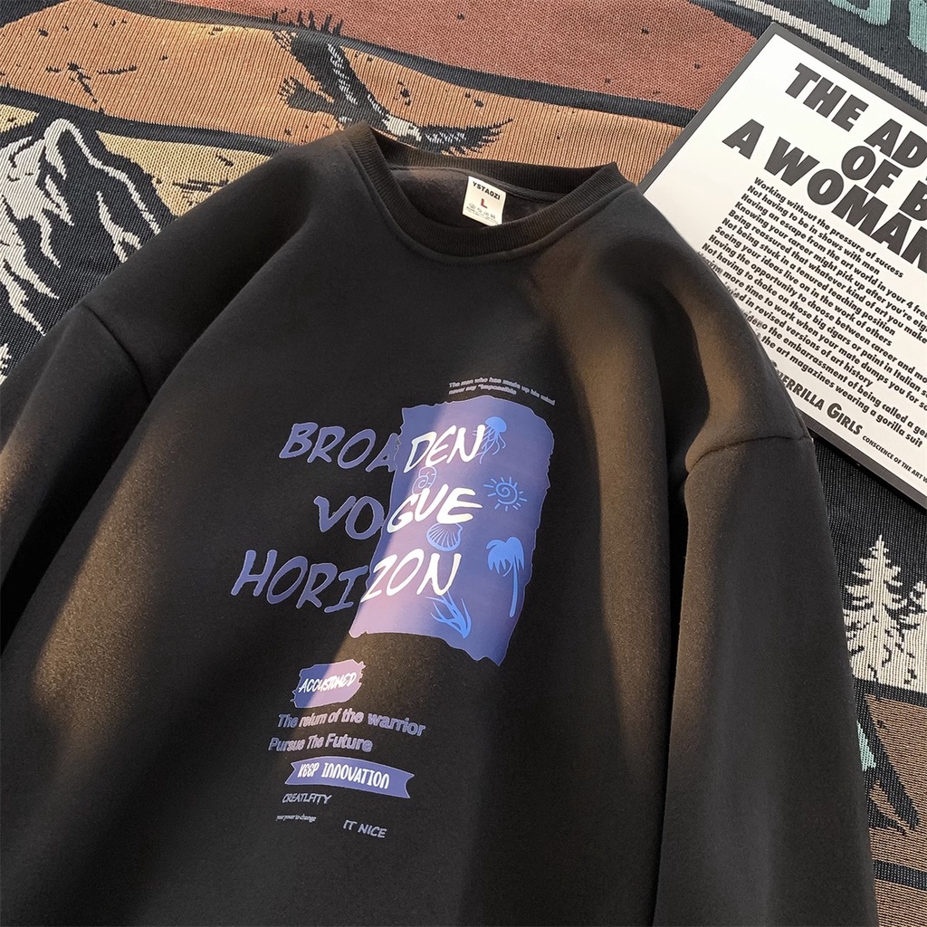 Áo sweater Cổ Tròn In Chữ Thiết Kế Mới Đơn Giản Thời Trang Mùa Thu Đông Dành Cho Nam