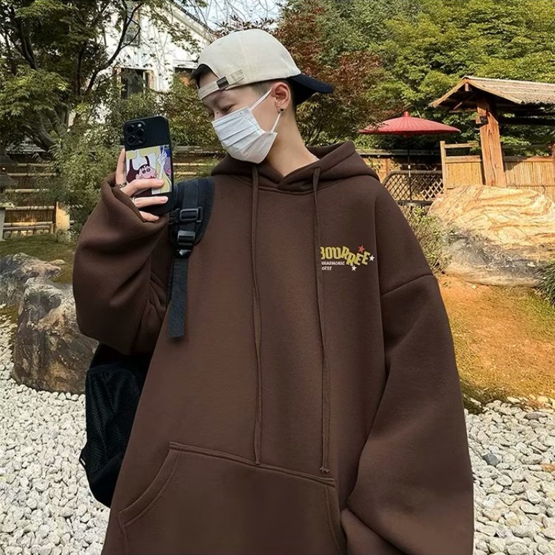 Áo hoodie Nhung Dày Tay Dài In Chữ graffiti Phong Cách Mỹ Thời Trang Mùa Thu Cho Nam Cỡ m-5xl