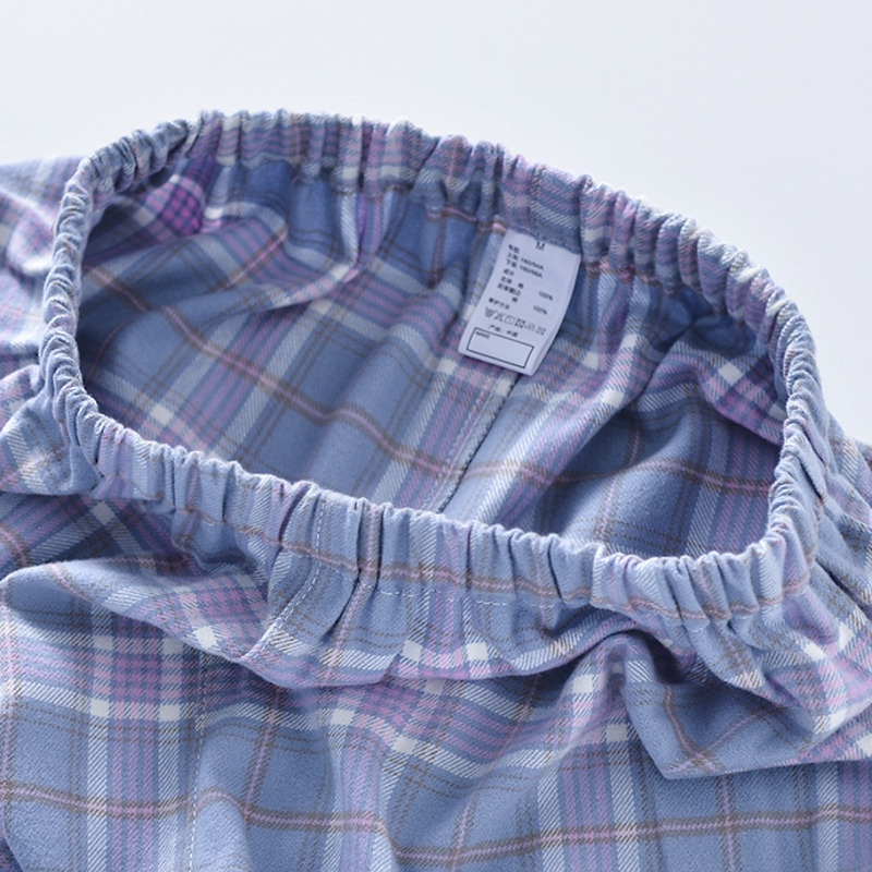 Sản Phẩm Tốt Bộ Đồ Ngủ cotton flannel Dày Màu Sắc Phong Cách Nhật Bản muji Cho Cặp Đôi Mùa Thu Đông