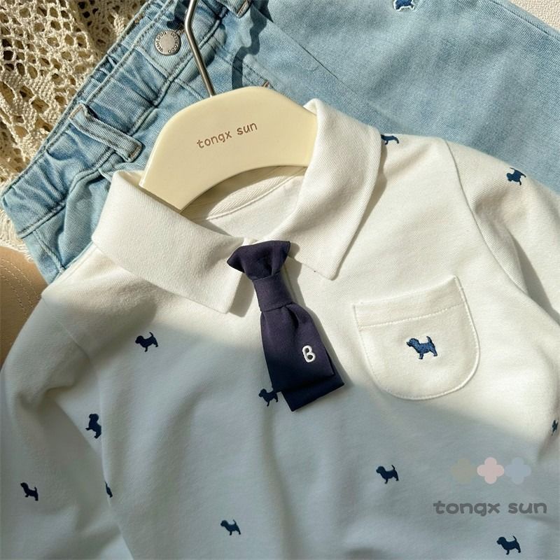 Áo polo Dài Tay Thiết Kế Mới Thời Trang Mùa Xuân Thu Dành Cho Bé Trai