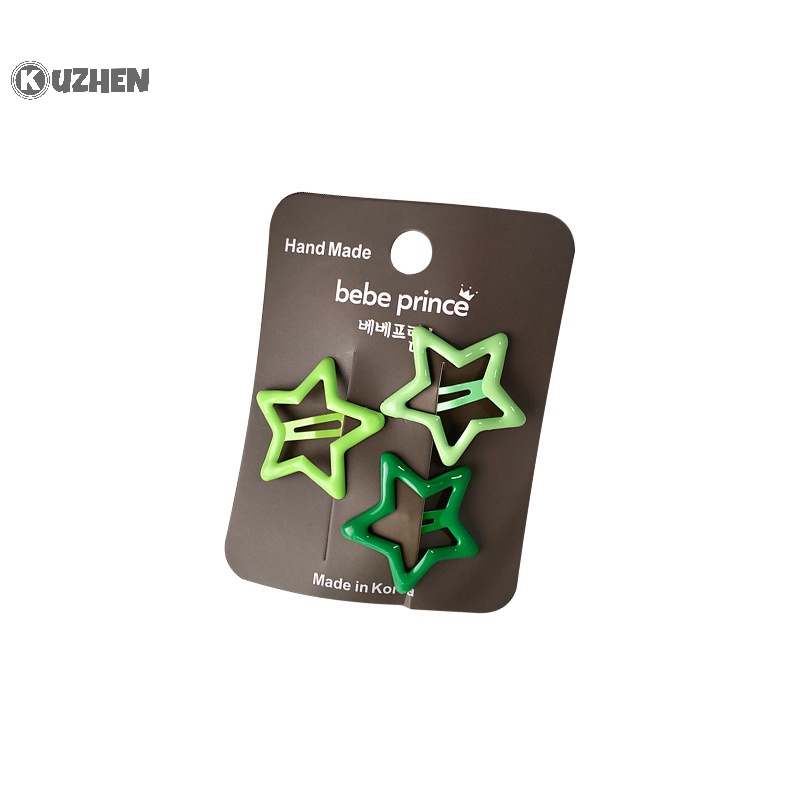Kuzhen set 3 Kẹp Tóc Kim Loại Hình Ngôi Sao Nhiều Màu Sắc Dễ Thương Cho Nữ y2k