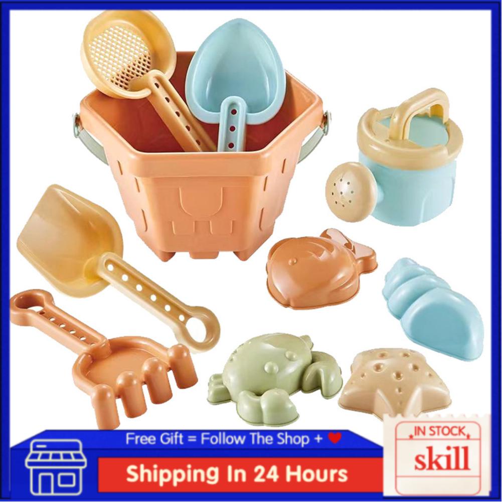 Skill Beach Toys  Plastic Safe Sand Play Set 10PCS Portable for Toddlers