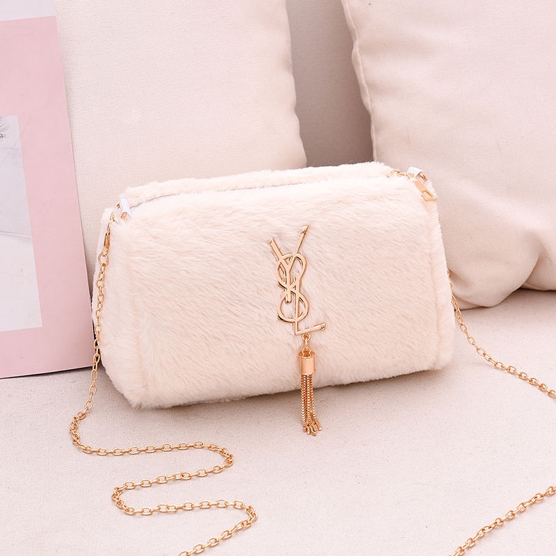 Túi Đeo Vai Hình Vuông Phủ Lông Phong Cách Hàn Quốc Dễ Thương Thời Trang Cho Nữ