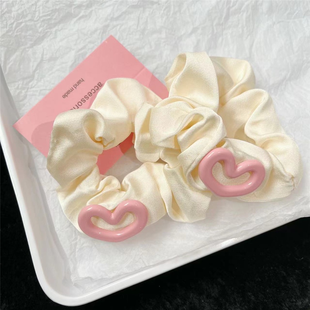 Dây Buộc Tóc Hình Bánh donut Trái Tim Màu Hồng Dễ Thương Cho Nữ
