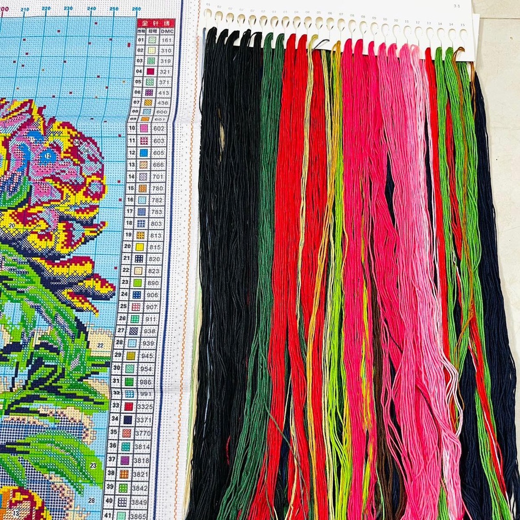 Tranh Thêu Hoa Mẫu Đơn  Thêu Kín E271